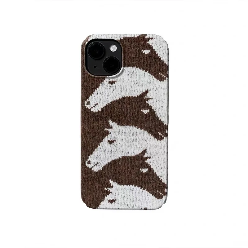 

Brown and White Horses Intertwined Phone Case for IPHONE 17 Air 16E 15 PROMAX 14Plus 13 12 MINI 11 16Plus XR Acrylic Phone Cover