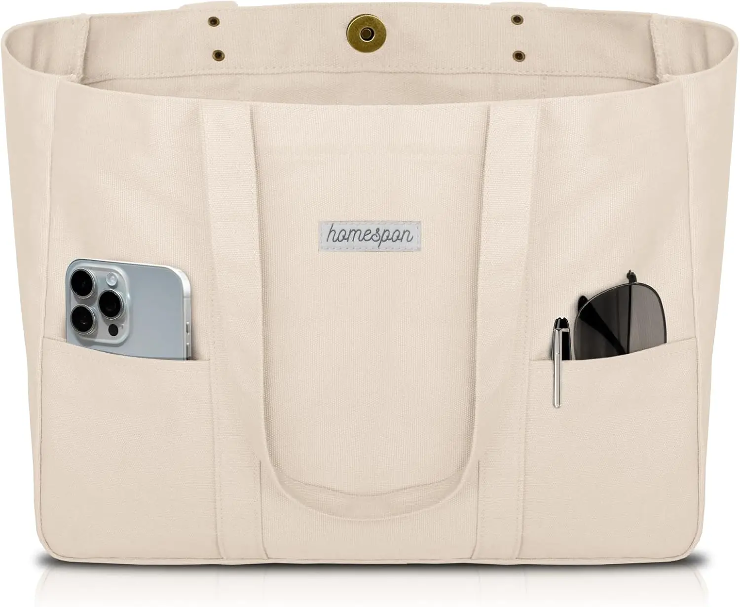 

Большая холщовая сумка-тоут для женщин с множеством карманов и отделением для ноутбука, прочная, для повседневного использования