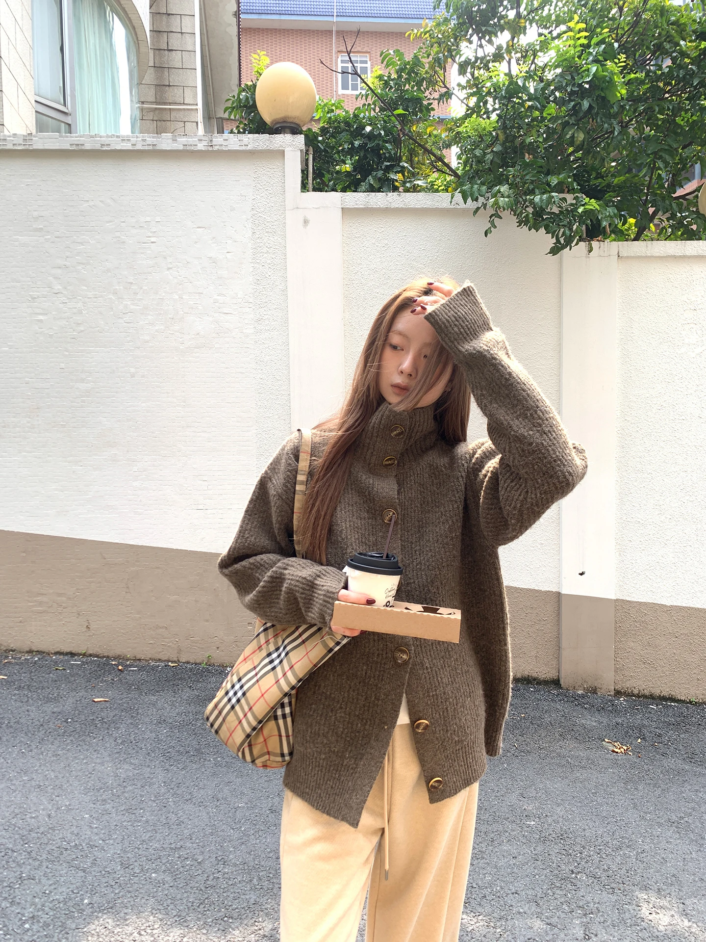 

Красный вязаный открытый кардиган знаменитостей, женский осенне-зимний свитер Faion Aosphere Lazy Sle Long Sve Jaet G Sle