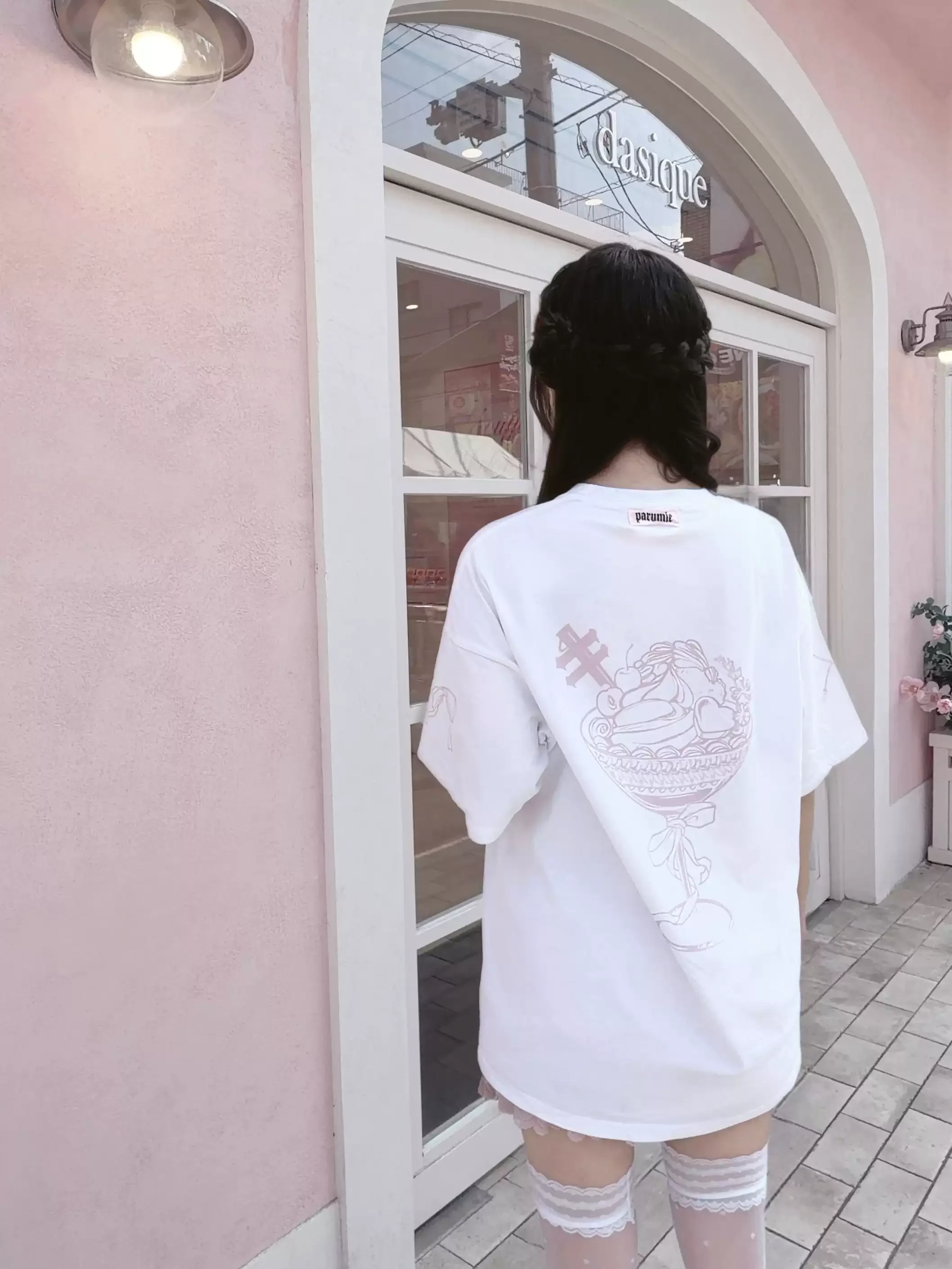 Japanese Sweet Loose Casual Love Hot Diamond Printing Round Neck Short Sleeve T Shirt Summer New Oversize Top White Tee