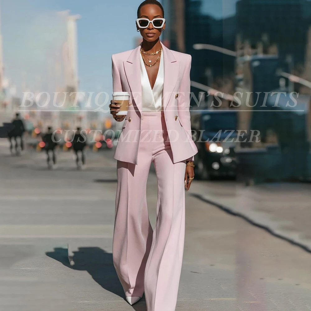 

Fahsion Women's Suits Luxury Double Breasted Peak Lapel Slim Fit Female Clothing High Quality 2 Piece Jacket Pants Sets Terno