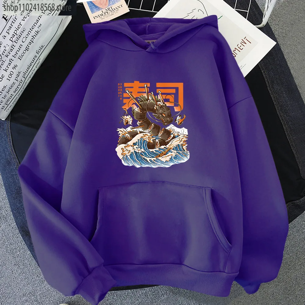 Grote Sushi Dragon Hoodies Japanse Stijl Sweatshirt High Street Streetwear Vrouwen Kleding Harajuku Mannen Trui Y2k Sudaderas