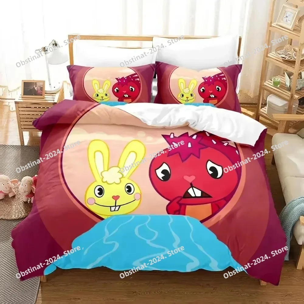 

Cartoon Happy Tree Friends Bedding Set Duvet Cover Bed Set Quilt Cover Pillowcase Comforter king Queen Size Boys Adult Bedding