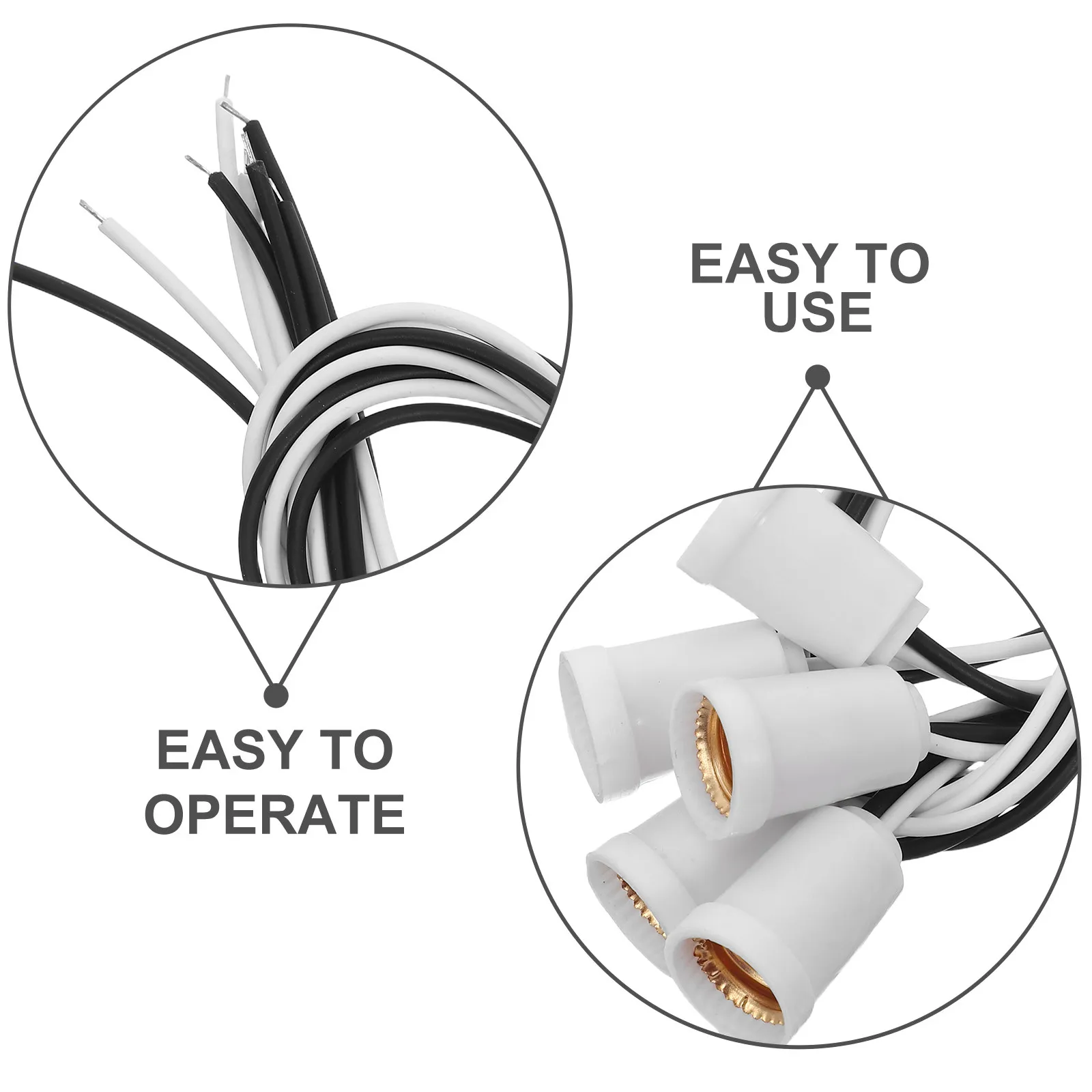 5Pcs E12 Light Socket White Hanging Bulb Holder Screw Lamp Fitting Parts Base with Cord for Dining Room Living Room Lighting