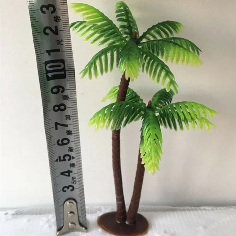 5Pcs Mini Plastic Coconut Palm Tree Plant Craft Micro Landscape Aquarium Decor Home Desk Figurines Miniatures Plant