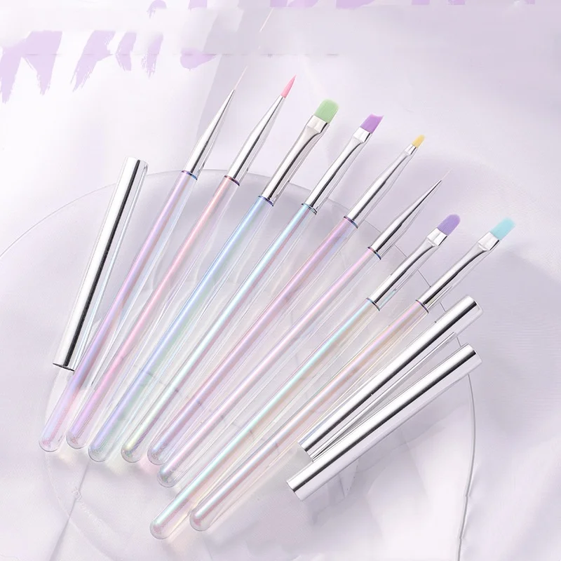 1PCS Candy Color Nail Art Liner Drawing Painting Nail Brush Set Acrylic Powder Carving UV Gel Extension Manicure Pen Tools