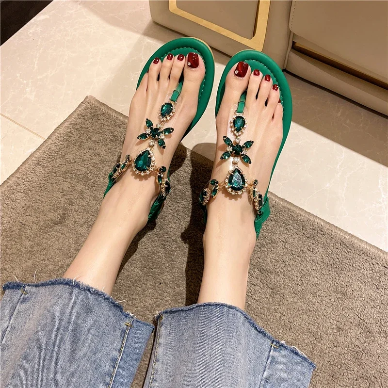 Free Shipping Low Heel Sandals 2023 Hot Sale Elastic Band Women\'s Shoes Solid Square Heel Bling Fashion Women\'s Sandals