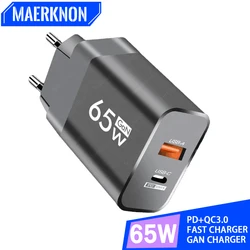 65W GaN PD Charger Fast Charging Phone Charger For iPhone 15 14 Pro Xiaomi Samsung POCO Quick Charge 3.0 USB Type C Wall Charger