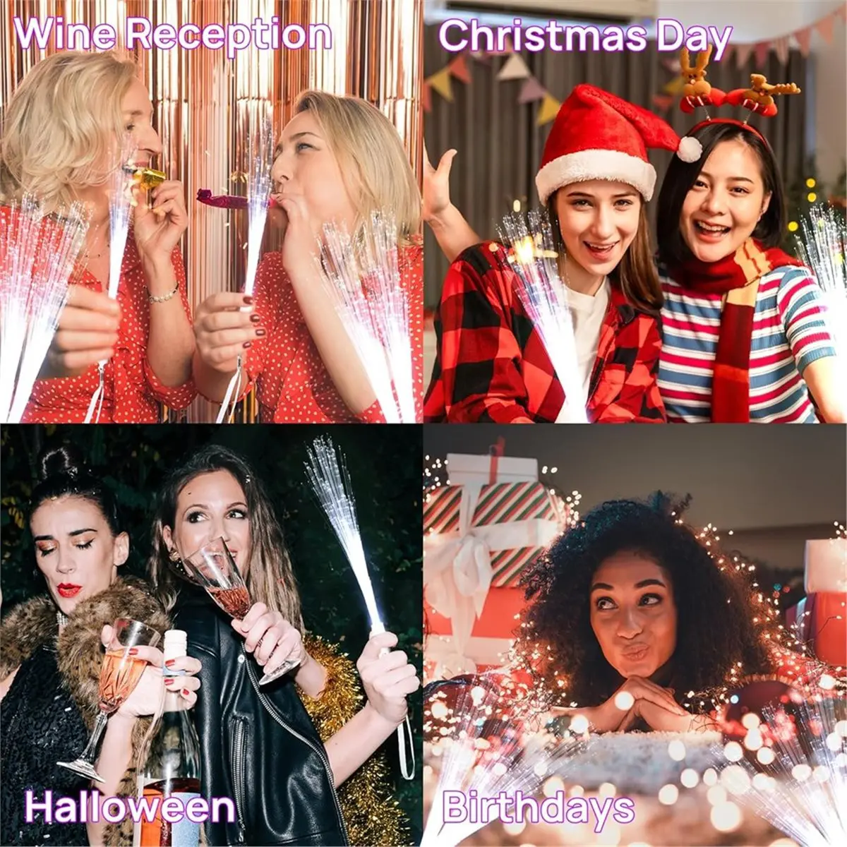 Utility Design 16Pcs Fiber Optic Wand White Glow Sticks LED Wedding Wand Light Up Party Favor Sticks Flashing Wand with 3 Light