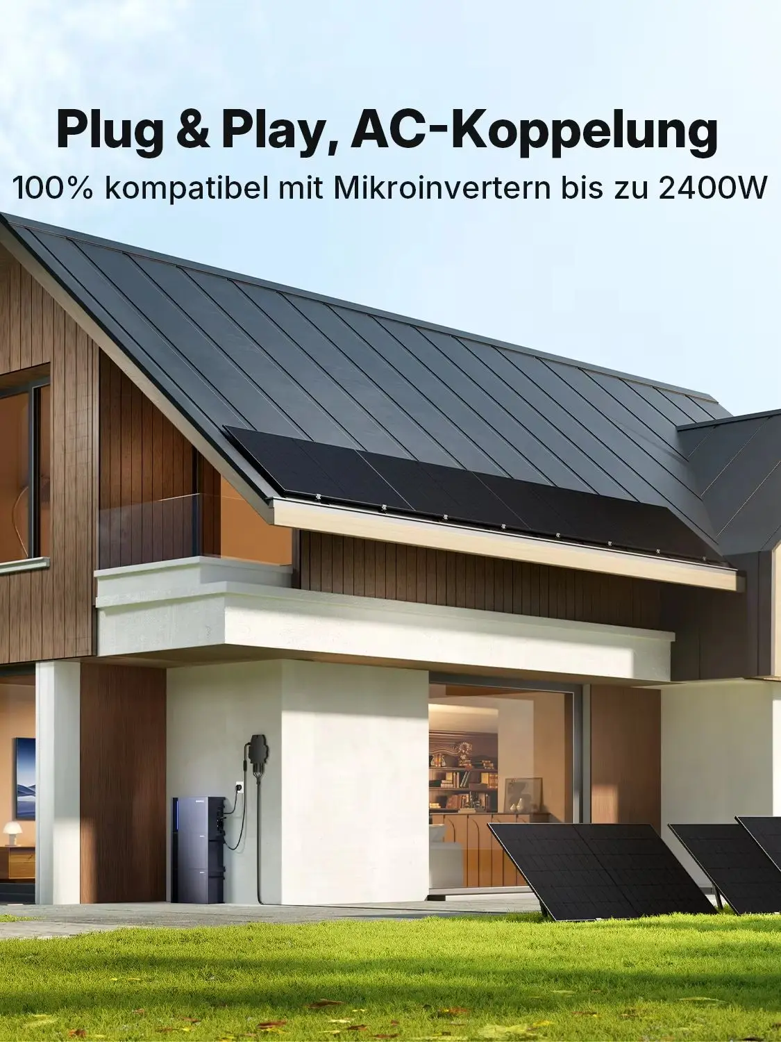 Indevolt SolidFlex 2000 Balkonkraftwerk mit Speicher 1,8 kWh, 4 MPPT 2400W, Bidirektionales Laden 2400W, Solaranlage mit erweiterbare Kapazität bis zu 22 kWh, Smart Meter