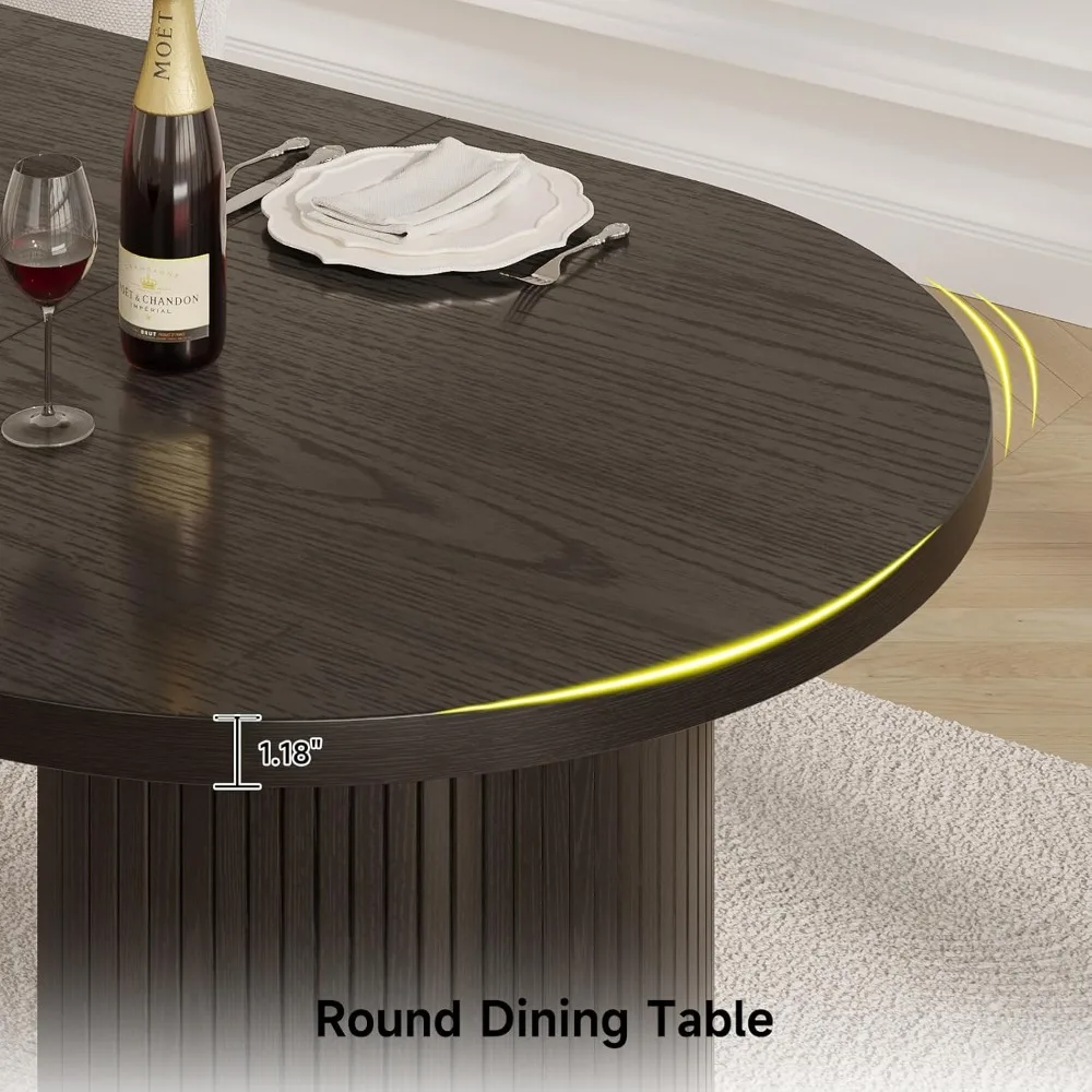 

70.8 Inch Dining Table for 4-6, Oval Dining Room Table with Curved Fluted Wood Strip Base, Mid-Century Modern, Customized