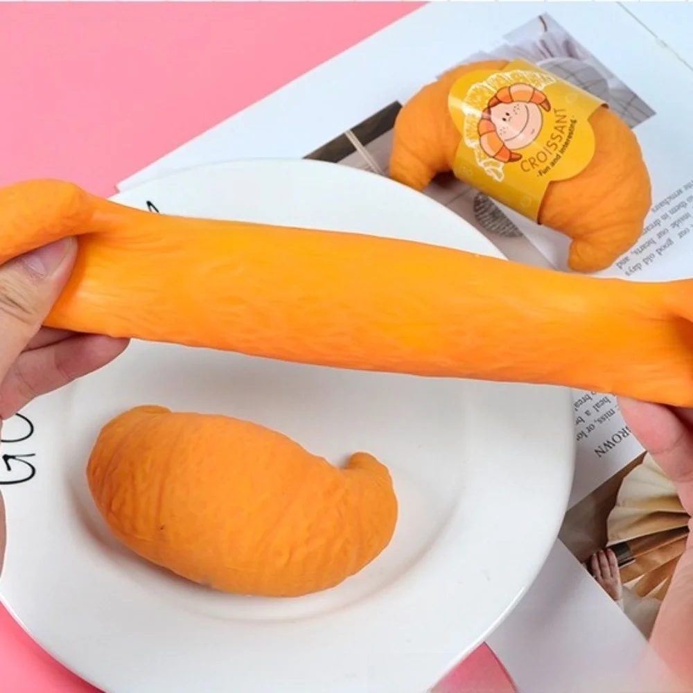 Croissant Bread Stress Toy Lifelike Food Squishies Toy Stress Relief Fidget Toy for Kids & Adults Tricky Funny Squeeze Gifts