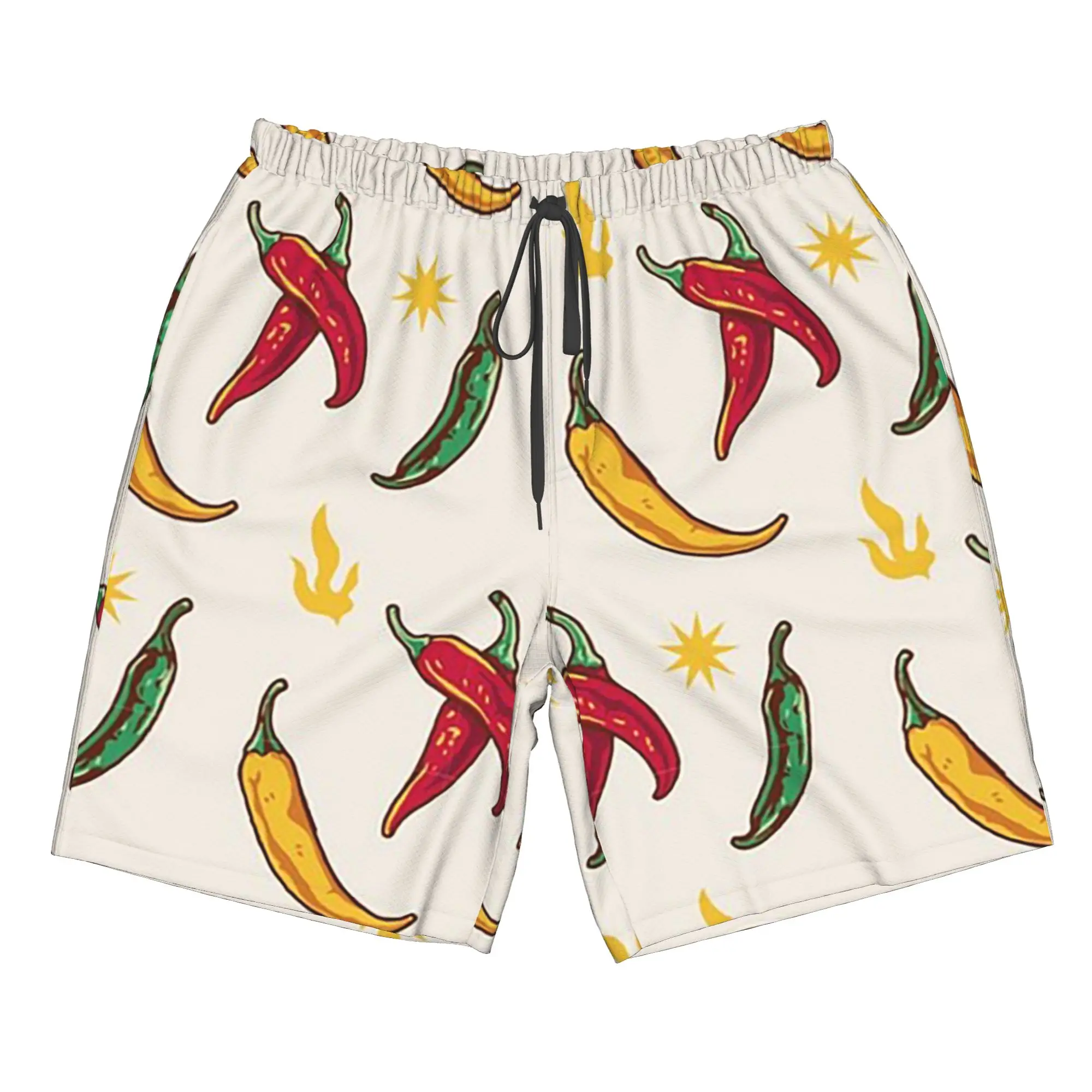 Cartoon Chili Pepper Trunks Beach Board Shorts Casual Quick Dry Swim Summer Men Pants