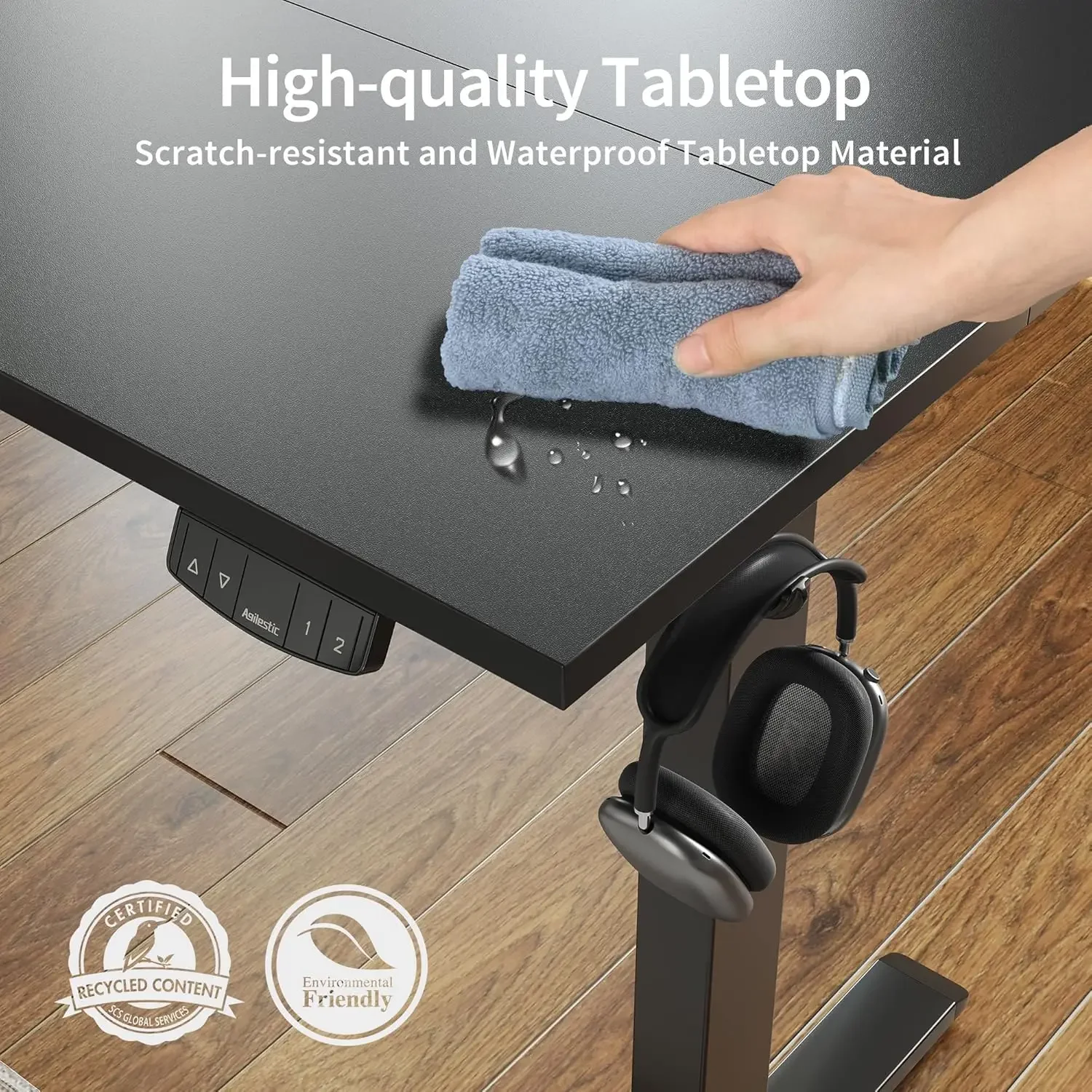 Electric Standing Desk, Large 63 x 24 Inches Height Adjustable Desk, Sit Stand up for Work Office Home, Ergonomic Rising Gaming