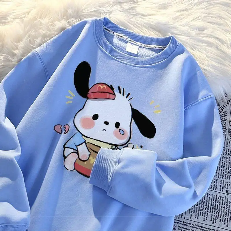 

Топ Sanrio Hello Kitty на флисовой подкладке с длинными рукавами для студентов, осенне-зимняя мода, милый принт с изображением сломанного сердца, новый стиль, горячая распродажа