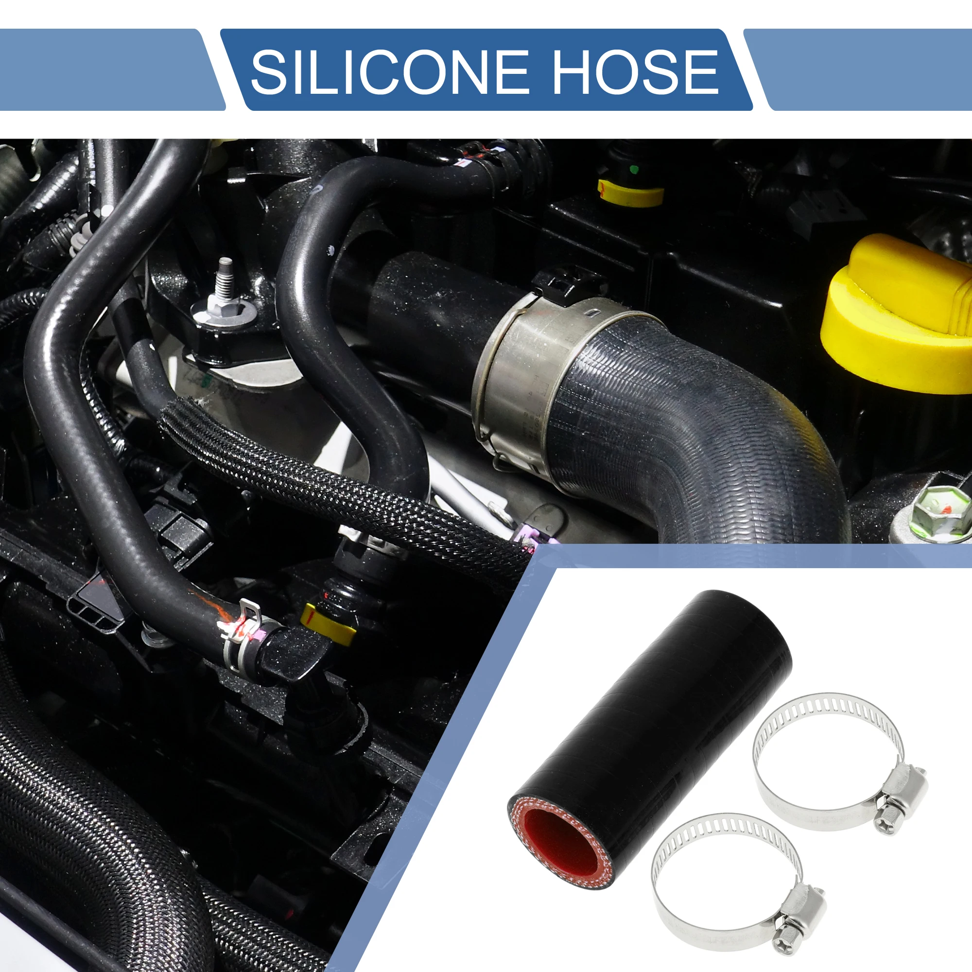 X Autohaux Universal Car Silicone Hose with Clamps Coolant Hose 22/25/28/30/32/35mm ID 76mm Length 0 Degree Silicone Tubing Pipe