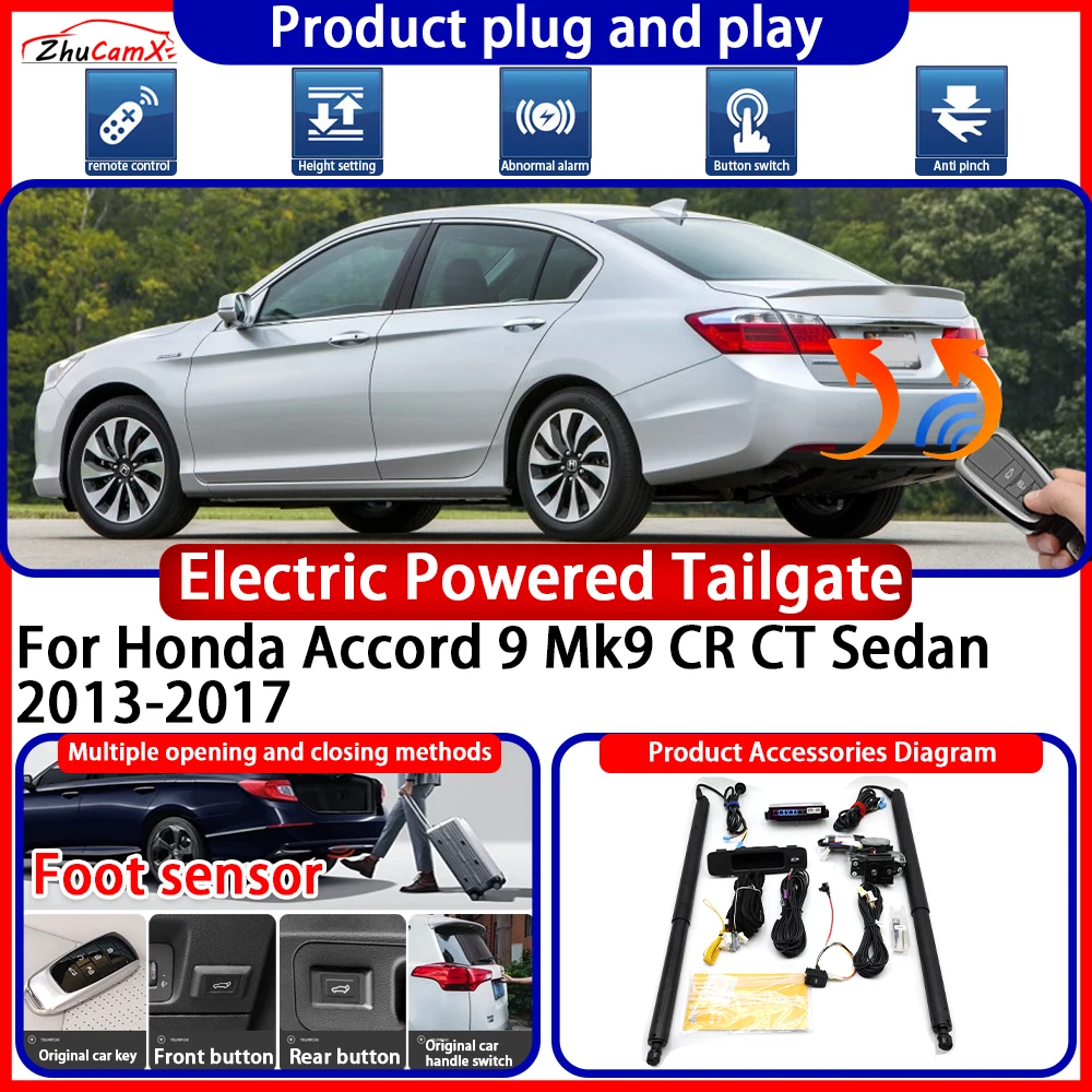 ZhuCamX Electric Powered Tailgate for Honda Accord 9 Mk9 CR CT Sedan 2013-2017 anti pinch Smart Intelligent Trunk Control Gate
