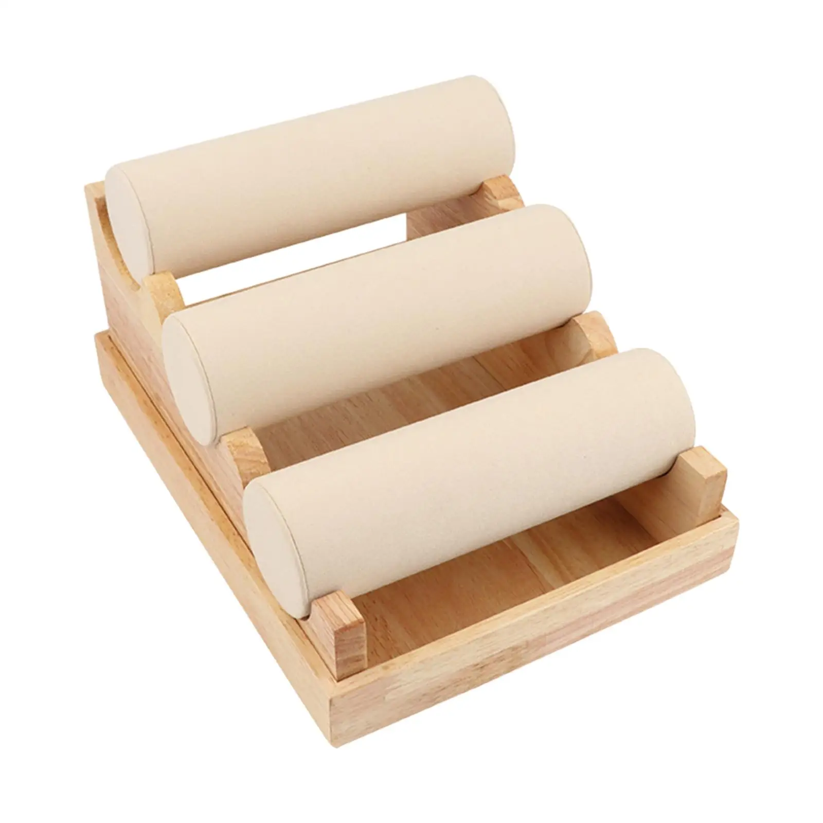 Necklace Bracelet Watch Holder Organizer with Velvet Wooden Jewelry Display Stand for Bangles Scrunchies Storage Rack Women
