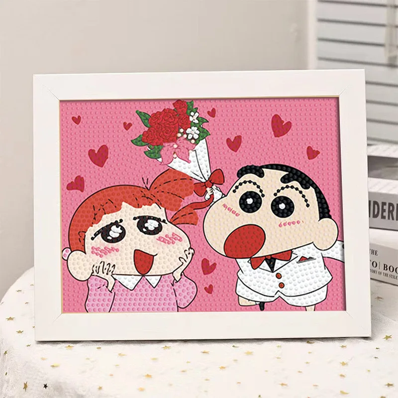Leuke Cartoon Crayon Shin Nieuwe Handgemaakte Diamant Schilderij Diy Diamant Sticker Decoratie Paar Cadeau