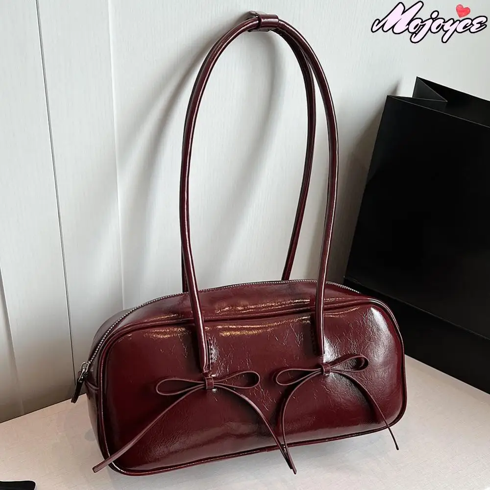 

Cute Bow Tie Design Underarm Bags for Women 2025 Y2K Korean Fashion Shoulder Bags PU Leather Solid Versatile Handbags and Purses