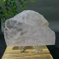 Stone Slab Crystal Natural Rose Quartz Geode Minerals Slice Spiritual Wichcraft Wicca Home Decoration Room+Stand 2