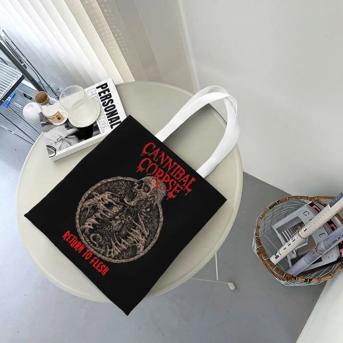 Cannibal Corpse Return To Flesh Canvas Tote Bag Y2K Large Capacity Death Metal Band Trend Bags for Women Men