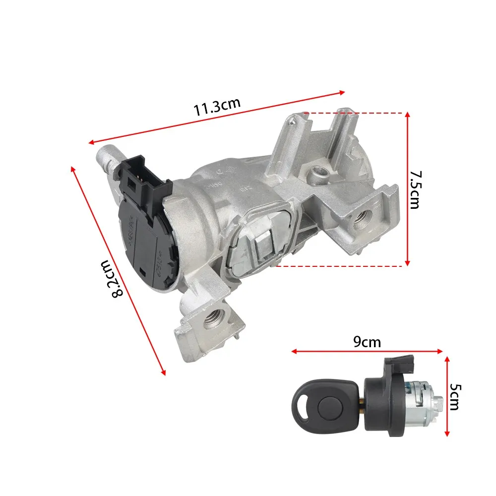 Zündschalter Lenkradschloss Zylinder & Schlüssel 1K0905851B Für Audi A3 8P Touran Tiguan Caddy 2K VW Golf 2004-2013 MK5 MK6 – Detail 1