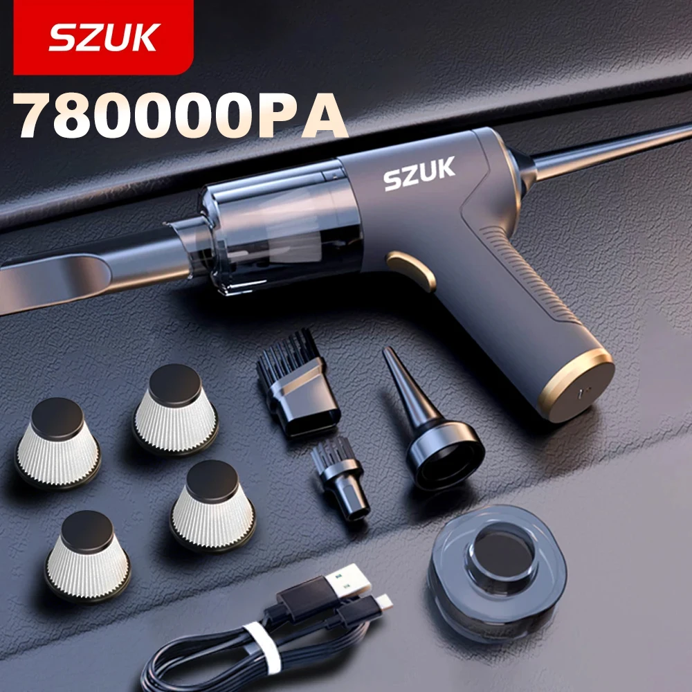 

SZUK Car Vacuum Cleaner 780000PA Powerful Wireless Cleaning Machine Mini Cordless Portable Handheld Vacuum Cleaner for Car Home