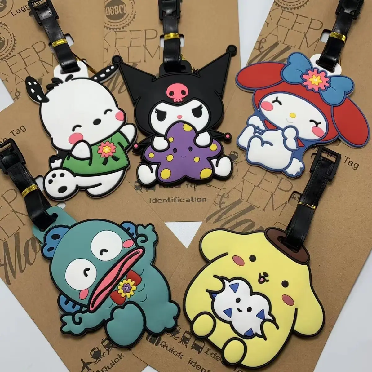 Etiqueta de equipaje de PVC, etiqueta portátil de dibujos animados, Kuromi Melody, accesorios de viaje, Maleta, venta al por mayor, gran oferta