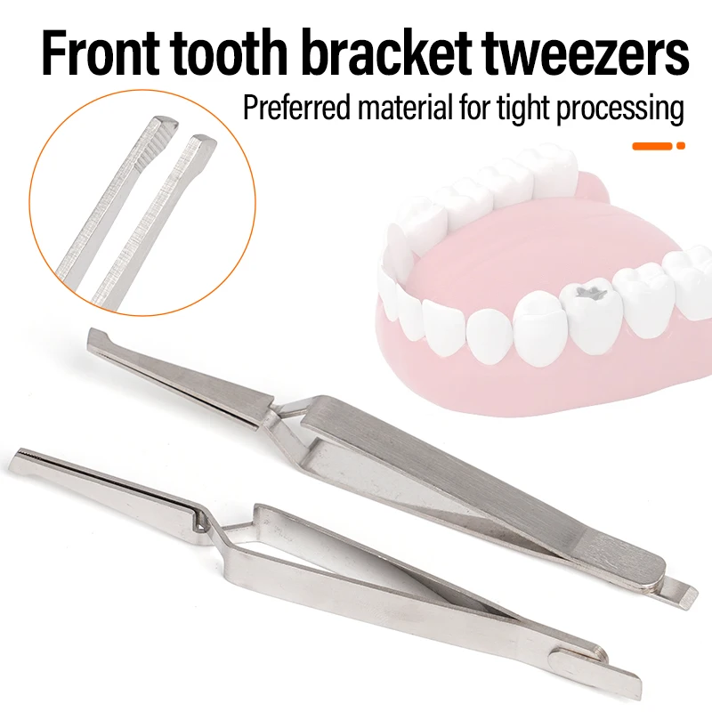 1pc Dental Bracket Tweezers Orthodontic Reverse Action Serrated Tweezers Plier Dentistry Instrument Stainless Steel Dentist Tool