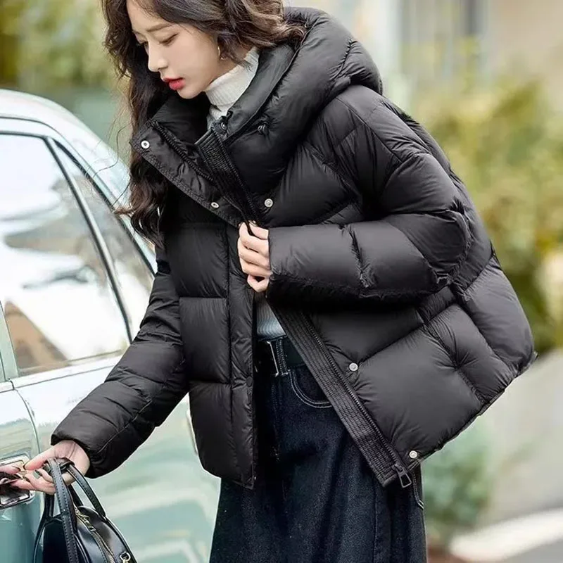 가을 겨울 신상 다운 코튼 재킷 여성용 한국 스타일 두꺼운 따뜻한 후드 파카 짧은 코트 여성 캐주얼 탑
