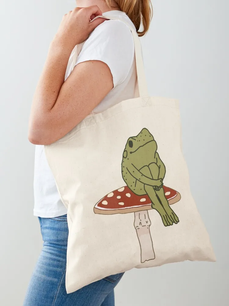 

frog on mushroom Tote Bag Shopper bag Gift bags shopping bag logo tote bags aesthetic