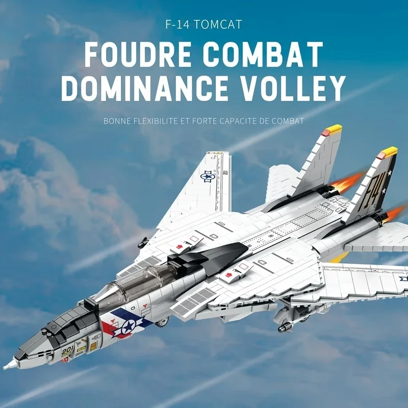 1600PCS Military Tomcat F14 Fighter Aircraft Building Blocks MOC Carrier-Base Fighter Model Bricks Set Holiday Gifts Kids Toys