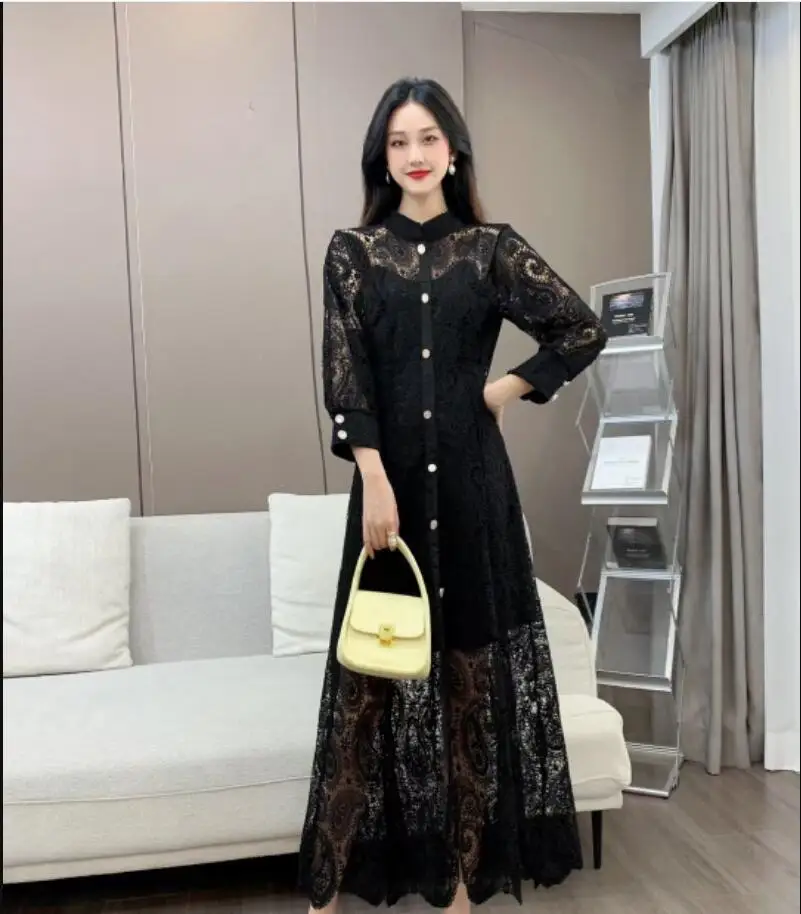 2023 Women's Elegant Party Dress Long Sleeve Lace Dress New Fashion Women's Dress Zevity Free Shipping