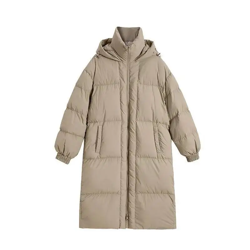 Umi mao grande colcha longa sobre o joelho com capuz jaqueta para mulher 2024 inverno novo solto grosso quente para baixo jaqueta femme