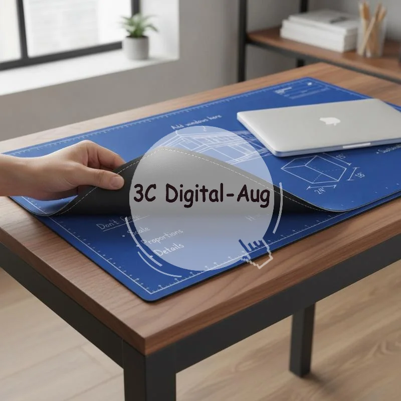 Portable Double-Sided Reusable Desk Mat Smooth Surface Writing Pad with Pens for Travel Business Trip Office Use
