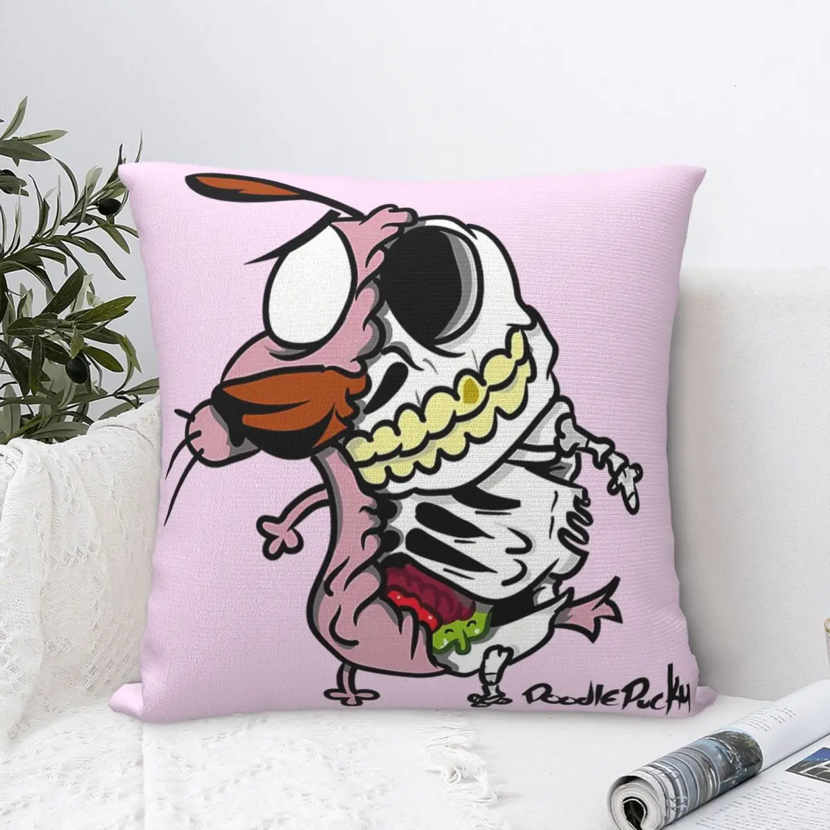 C-Courages Cowardly Dog Cute Pillowcase Printing Polyester Cushion Cover Decoration Throw Pillow Case Cover Home Zippered 40*40