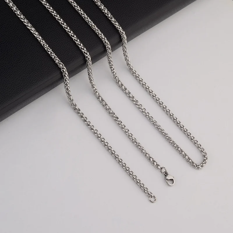 3mm Edelstahl-Halskette für Männer, Einfache Goldfarbene Kielketten-Halskette, Modeschmuck, Titanstahl-Accessoires – Detail 4