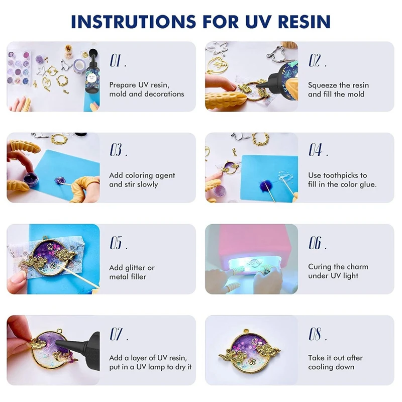 UV Resin - 100G Crystal Clear Hard Type Glue Ultraviolet Curing Epoxy Resin For DIY Jewelry Making, Craft Decoration Anti-Stain