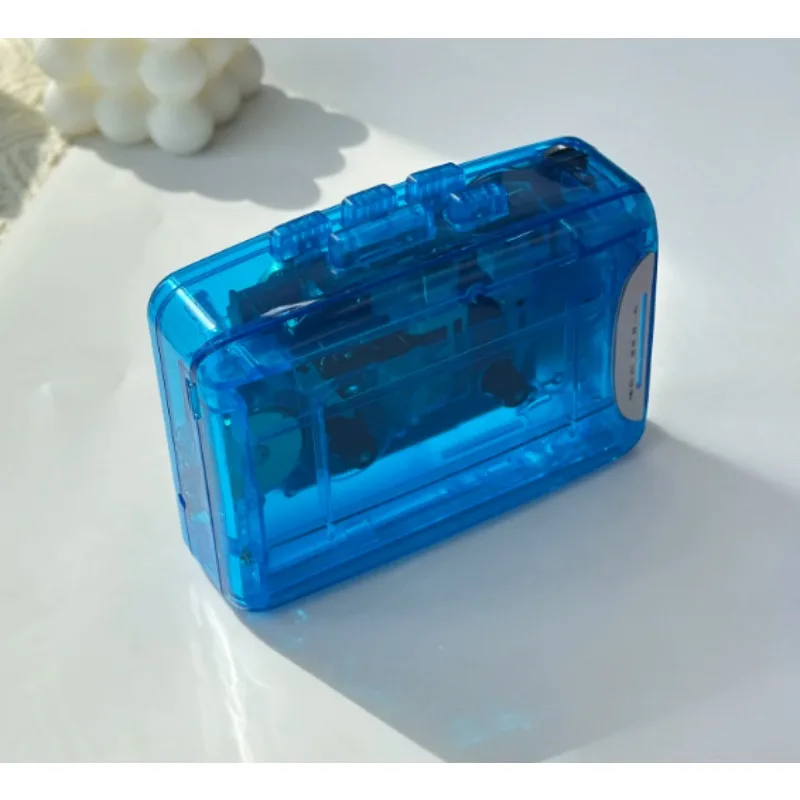 Portable Retro Transparent Cassette Walkman Radio Card Tape Player English Listening Audio Device Practical Daily Gift
