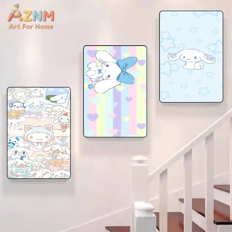 `Cinnamoroll Sanrio Kawaii Canvas Wall Art Unframed Poster For Girls Room Multi Style Collage Aesthetic Bedroom Dorm Wall Decor`
