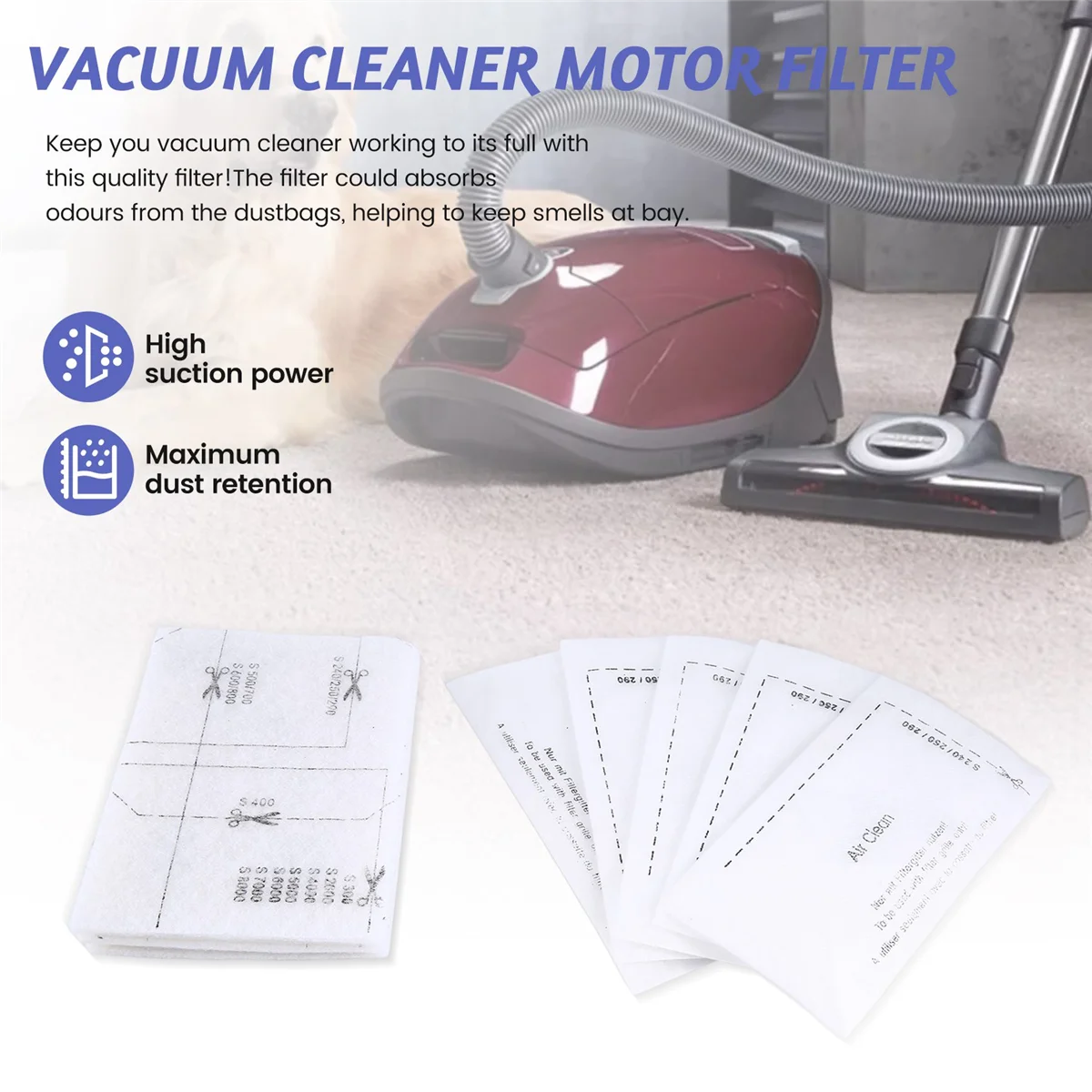 Innovative 5 Pair Replaceable Vacuum Cleaner Accessory Universal Motor Filter for Miele