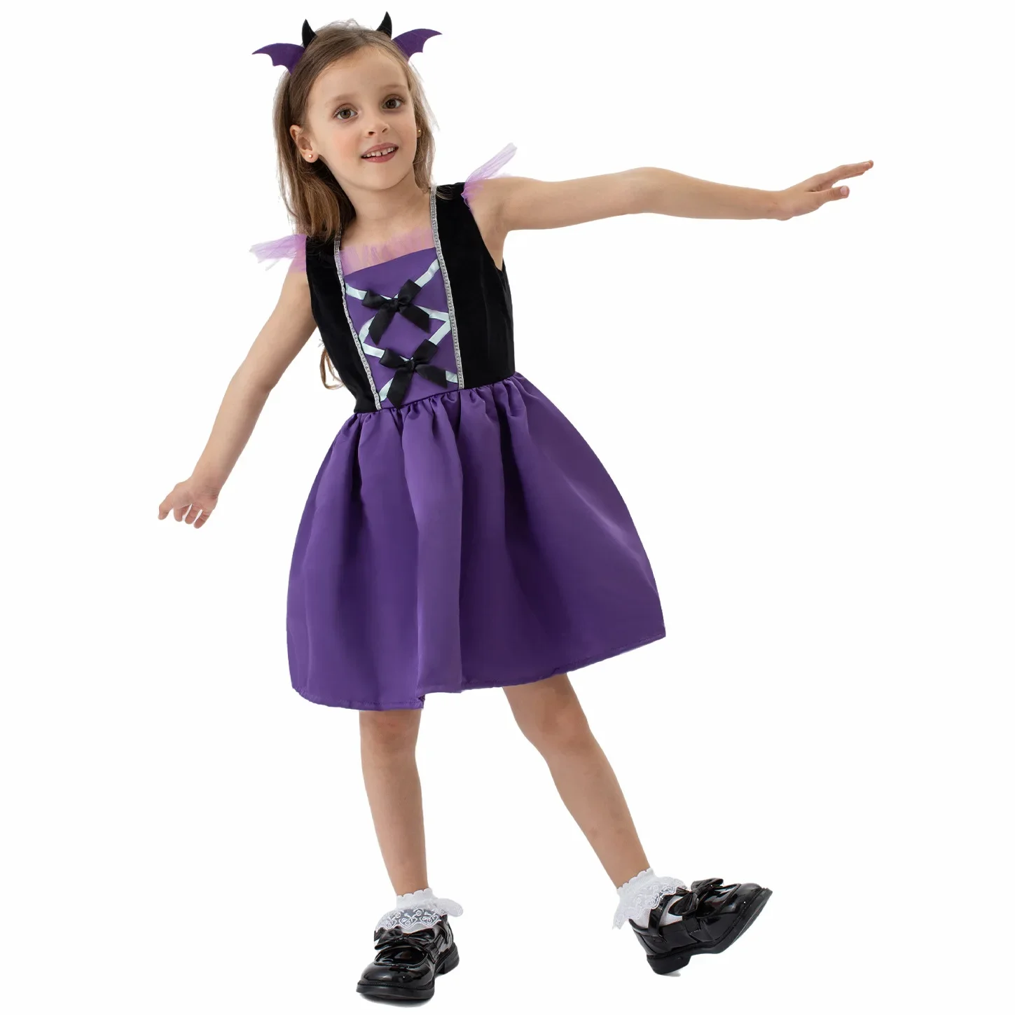 

Purple Little Demon Children Halloween Cosplay Party Dress Up Costume Kids School Role Playing Stage Outfit
