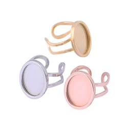 onwear 10pcs 13x18mm oval cameo cabochon ring base setting stainless steel blank ring bezel trays diy jewelry findings