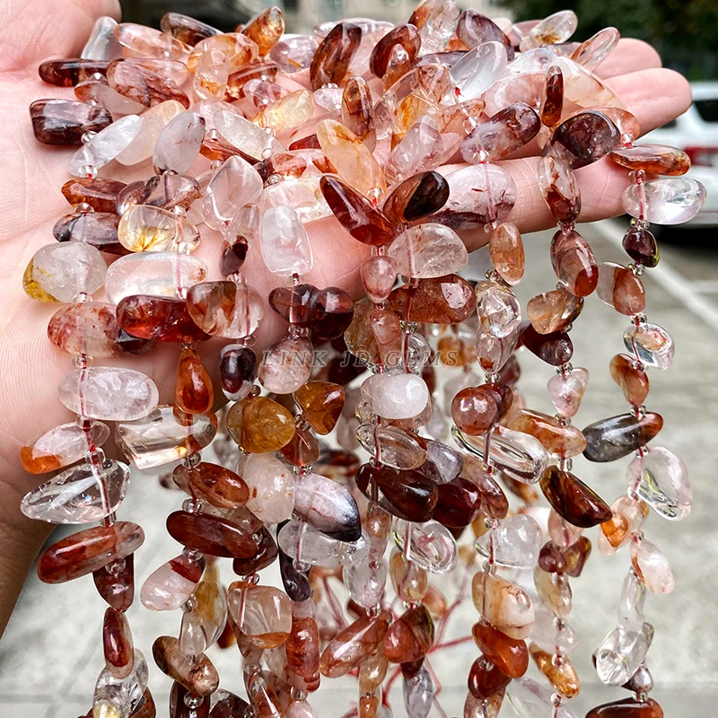 15x7mm Natural Stone Red Flower Quartz Teeth Bead Loose Spacer Gravel Bead For Jewelry Making DIY Bracelet Necklace Accessory view 3