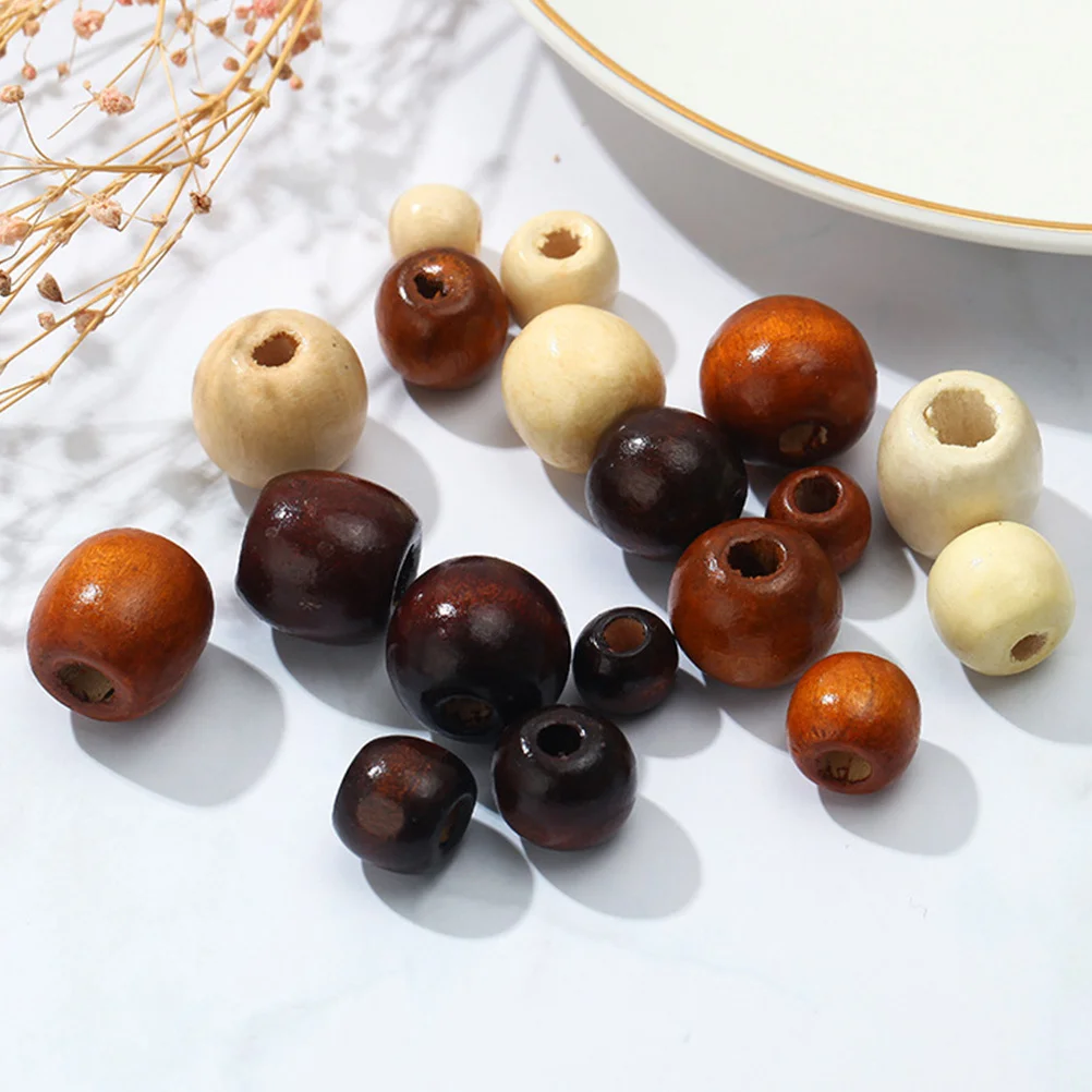 

150Pcs DIY Wooden Beads Natural Scatter Round Beads Craft Kit for Personalized Jewelry Decor Home Party Garland Clothing