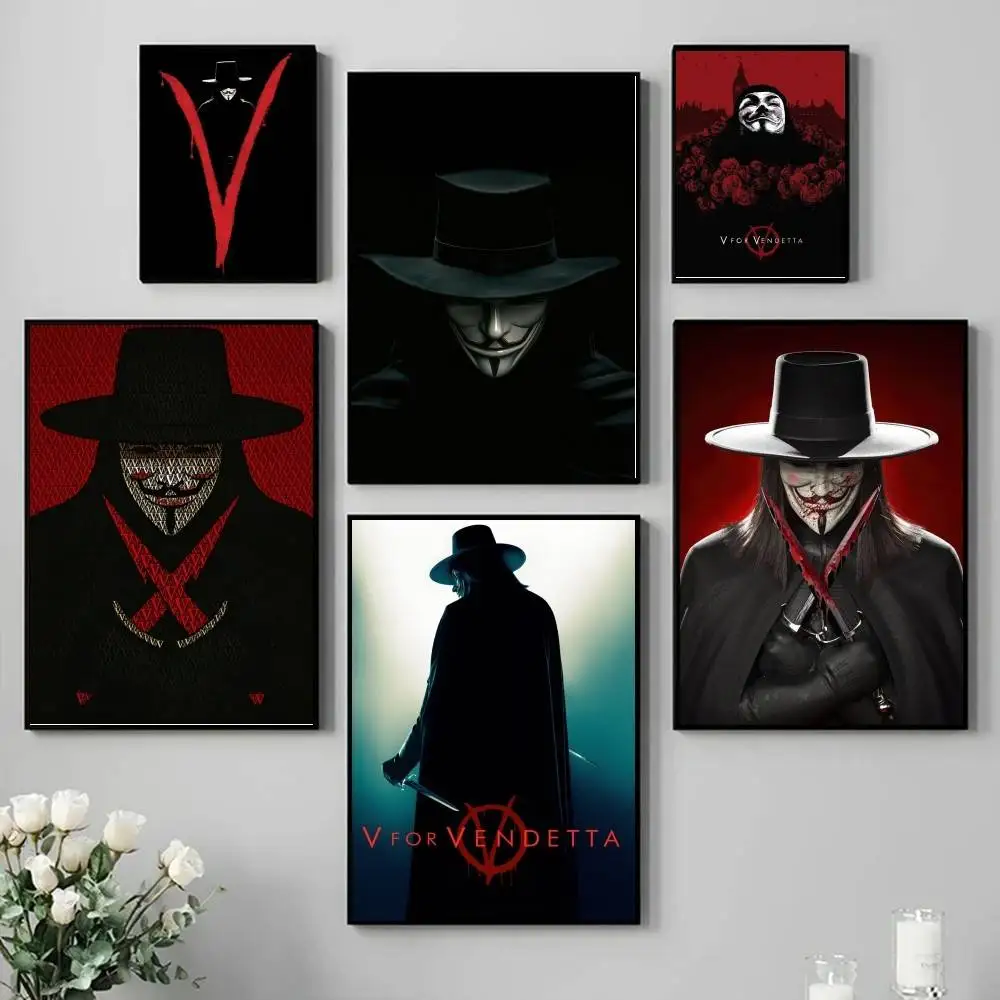 V for Vendetta Poster Self-adhesive Art Waterproof Paper Sticker Coffee House Bar Room Wall Decor