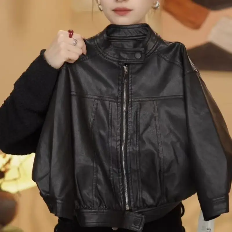 

Korean Kids Autumn Spring Pu Clothes Baby Boys Faux Leather Black Jacket Coat Casual Zipper Tops for Children Outerwear 2-11 Y