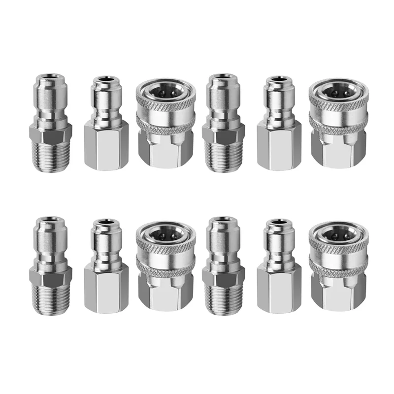 

ABAH-4X NPT 3/8 Inch Male And Female Quick Connector Kit And 4 Pieces NPT 3/8 Inch Pressure Washers Quick Connector Plug