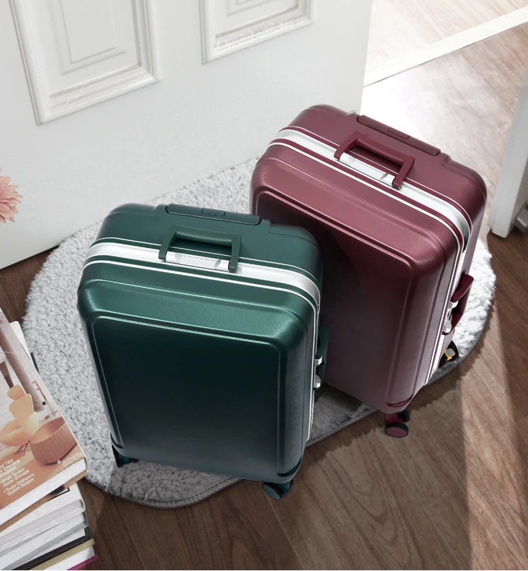 Modern minimalist luggage, female universal wheel trolley box,male password box, aluminum frame leather box, boarding travel box